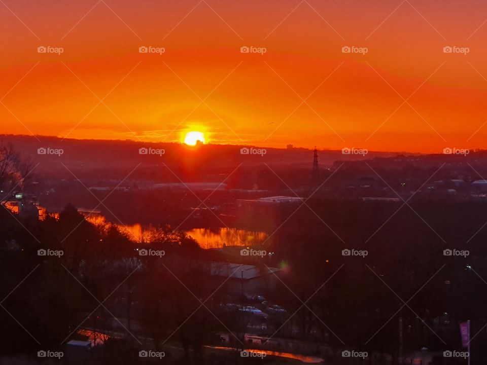 Winter sunrise over River Tyne