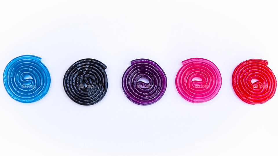 Licorice spirals in different colors 