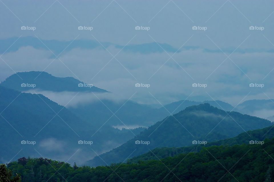 Smoky Mountains. View of Smoky Mountains Nat'l Park TN from Newfound Gap Road