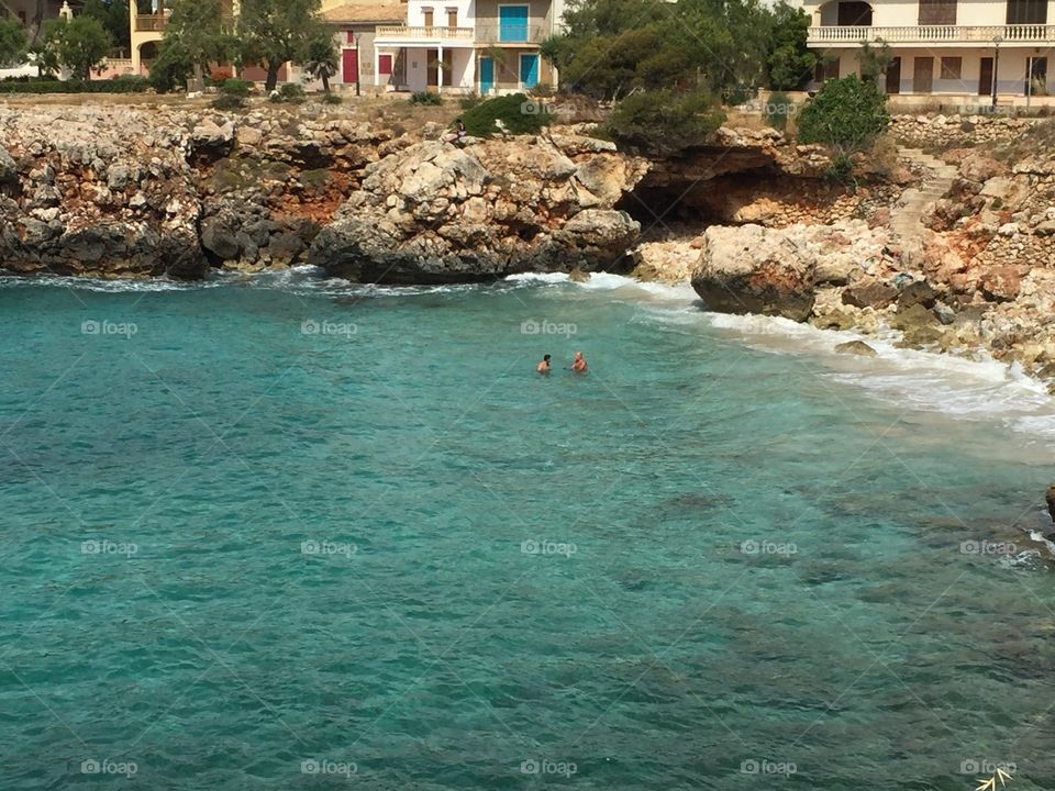 Summer nature with cool blue water, this is a summer trip on an island in Spain . Family vacation 