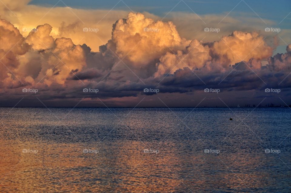 dramatic sky sunset over the baltic sea in poland