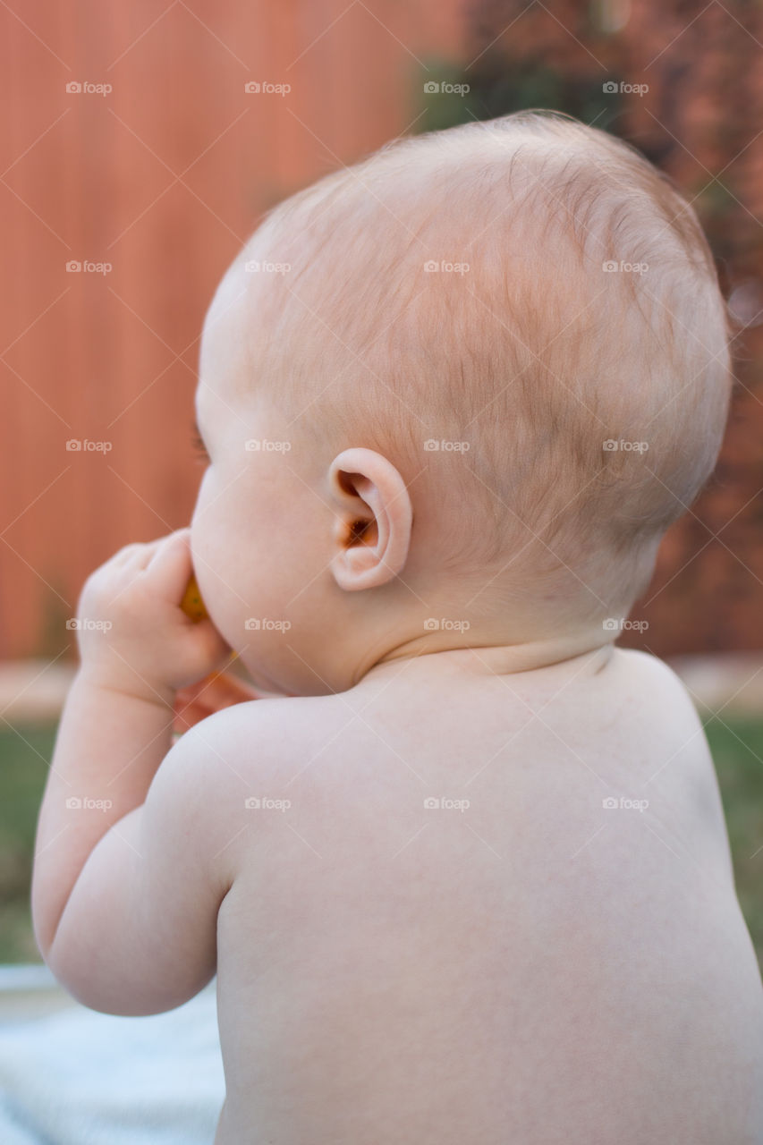 Close-up of naked baby boy