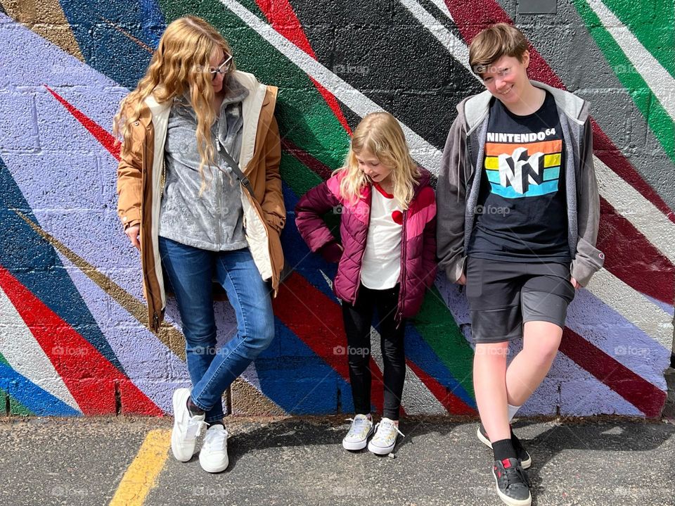 A mother and her kids exploring Denver Colorado 