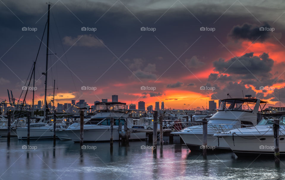 Miami Beach Marina after sunset