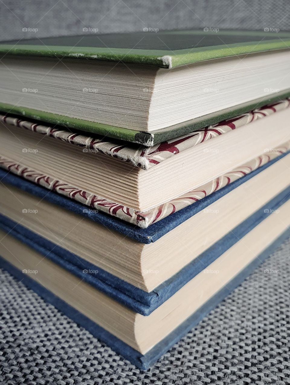 Detail of pile of books