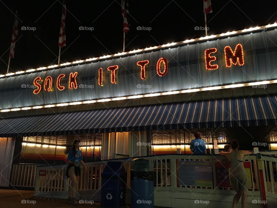 Amusement park ride old sign