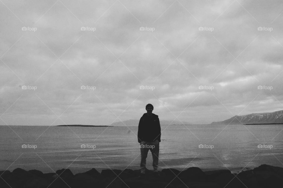 Beach, Sea, Water, Landscape, Monochrome