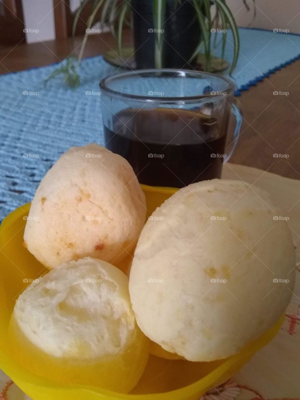 Coffee with cheese bread