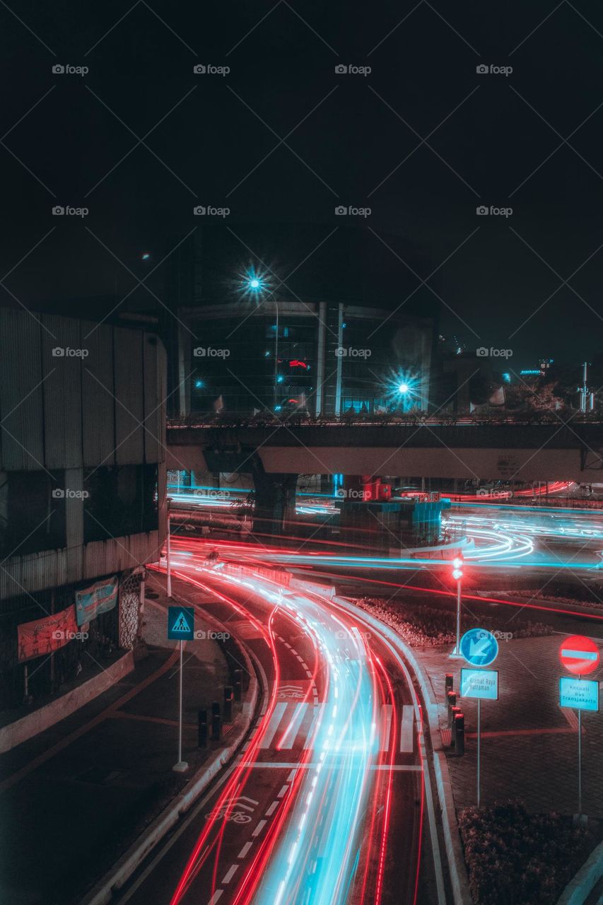 Light trails Jakarta city night