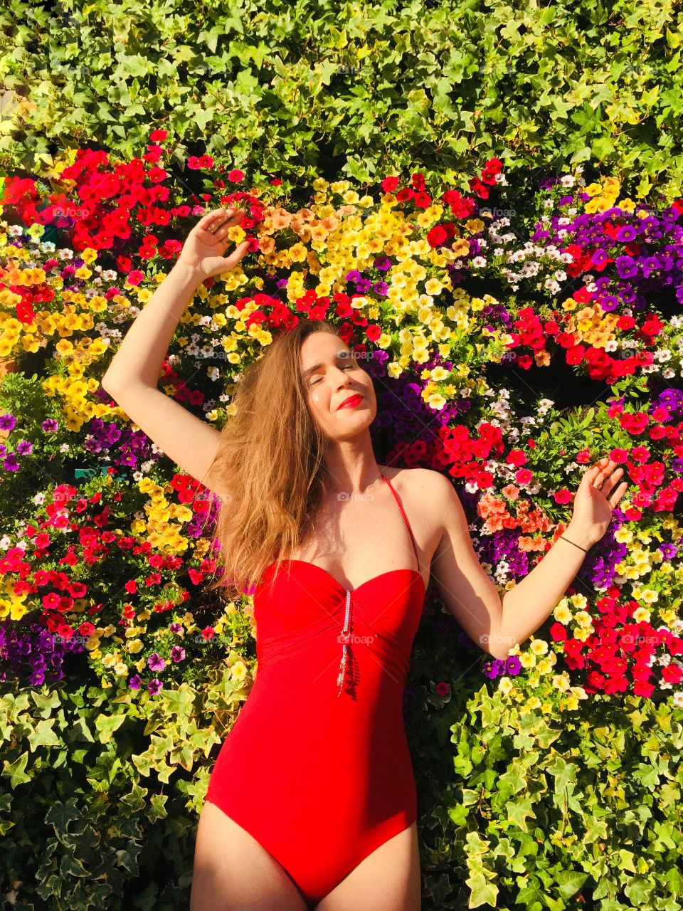 Woman and beautiful flowers