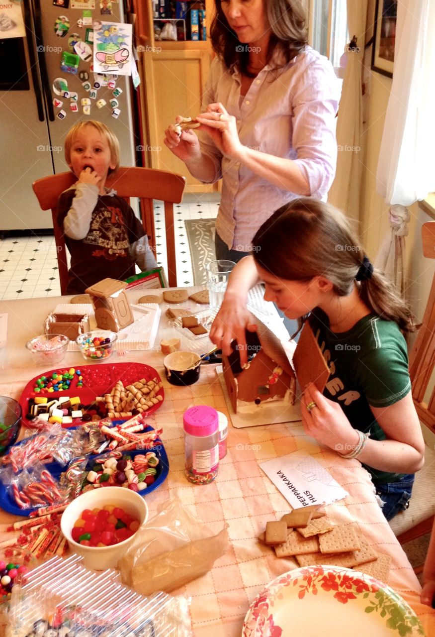 making gingerbread houses 