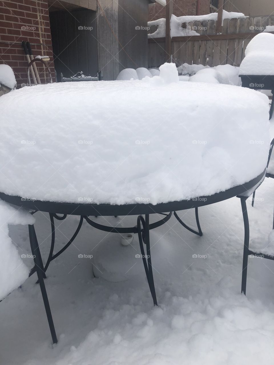 Snow on table