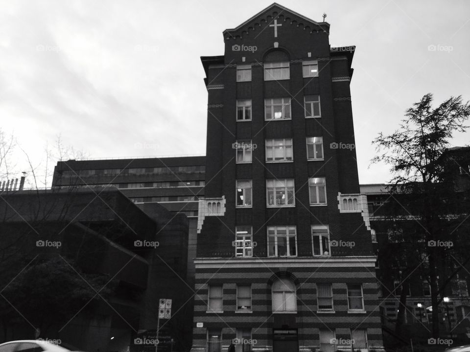 Gothic Catholic Hospital built with brick