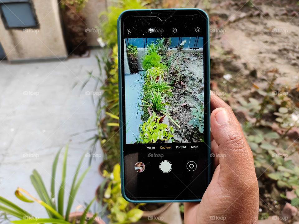 Capturing photo of the garden in mobile