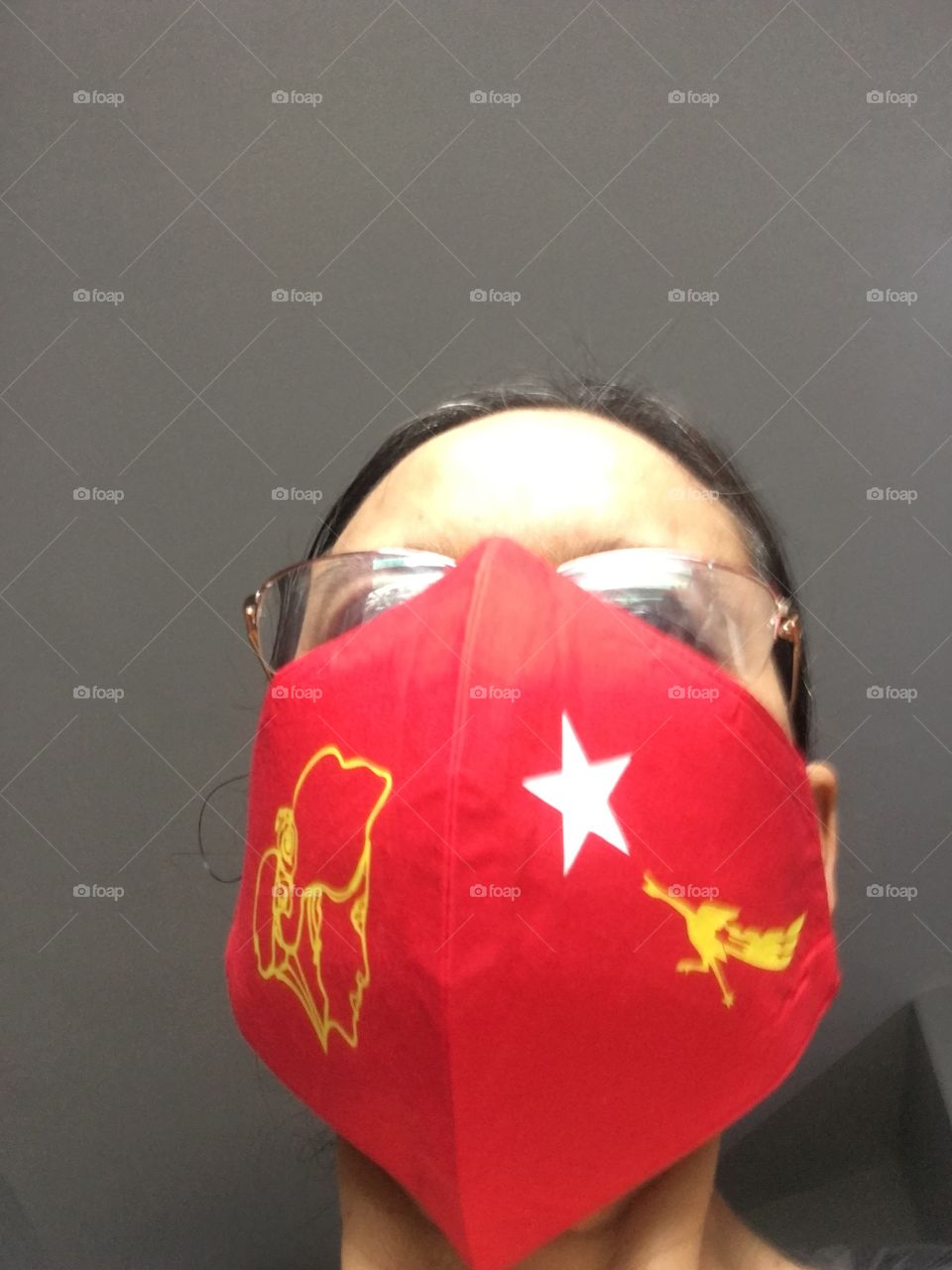 Lady in red mask 