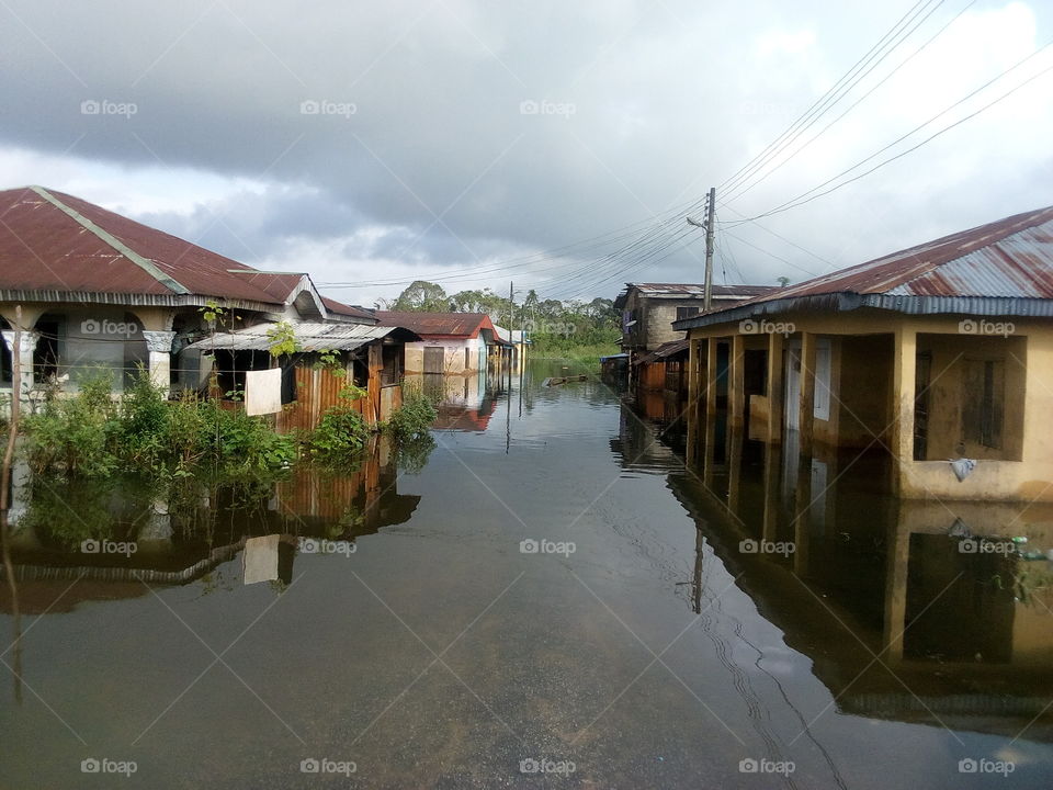 early stage of 2019 flood, Akinima Nigeria