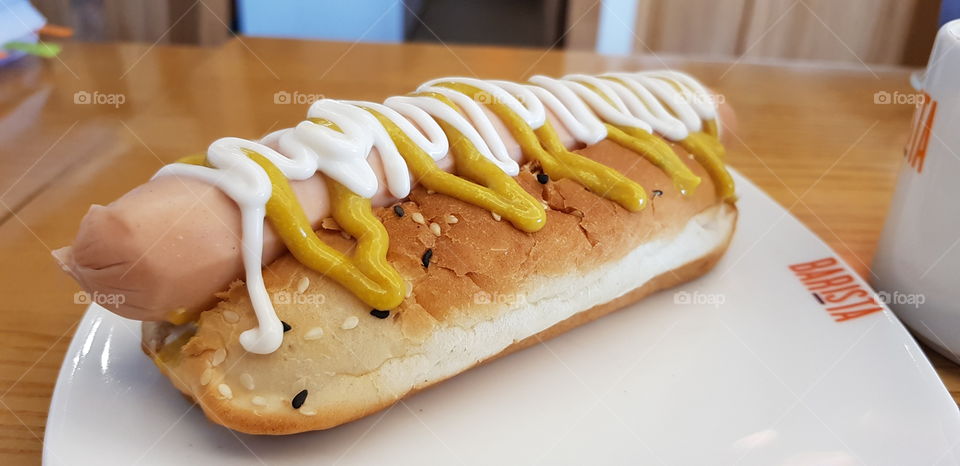 Hot Dog in a restaurant