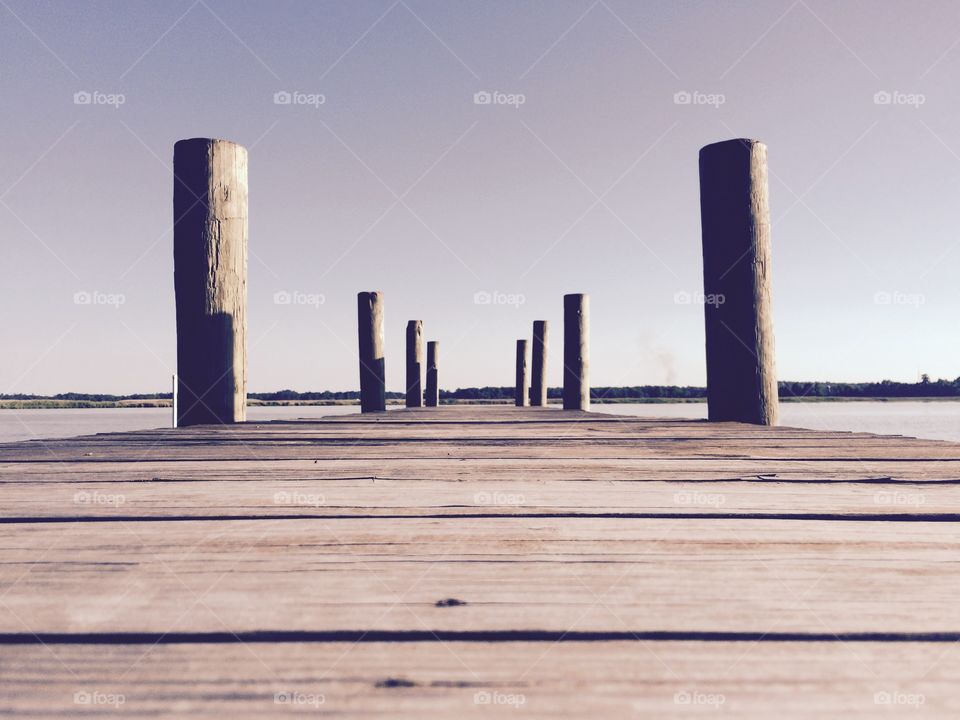 Close-up of a wooden pier