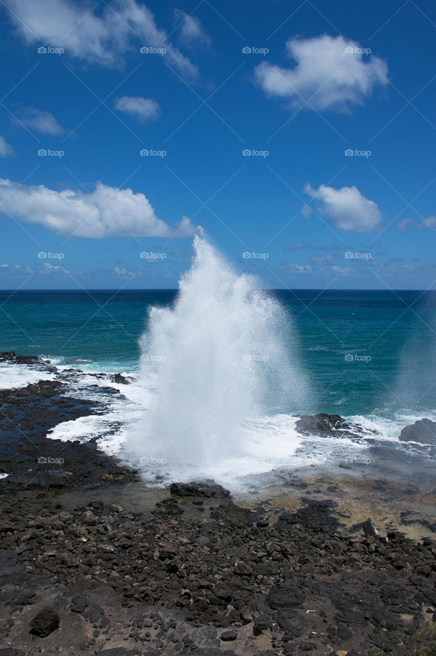 Waves crashing on coast