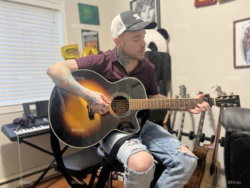 Dad playing guitar