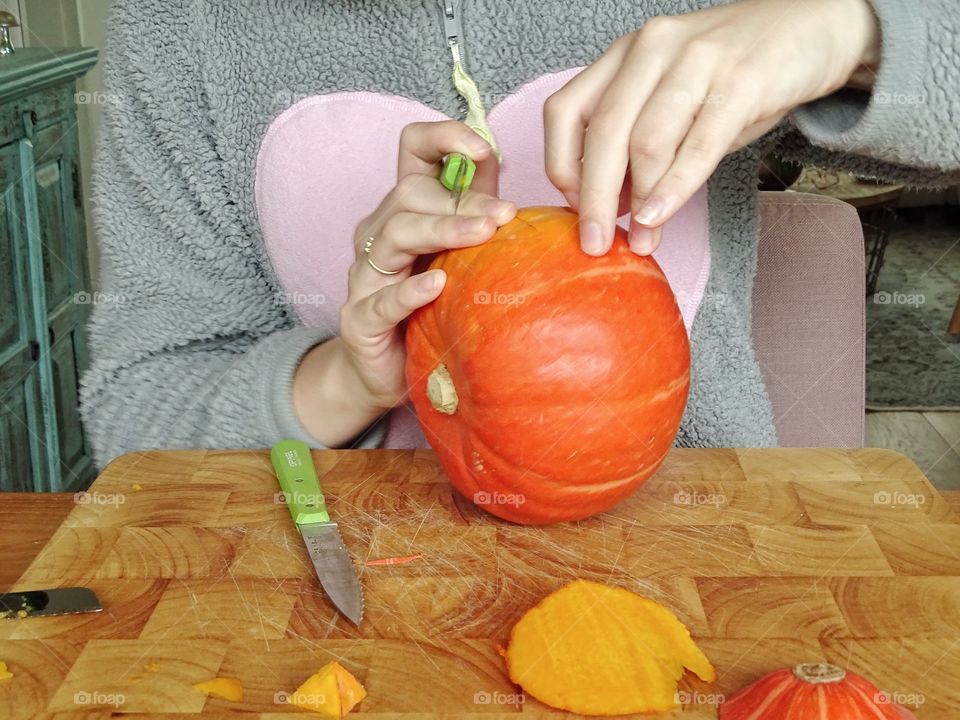 Carving pumpkin