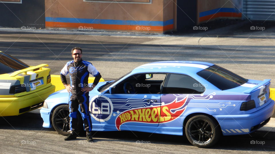 Stuntman and his car. Stuntman and his car after a beautiful show