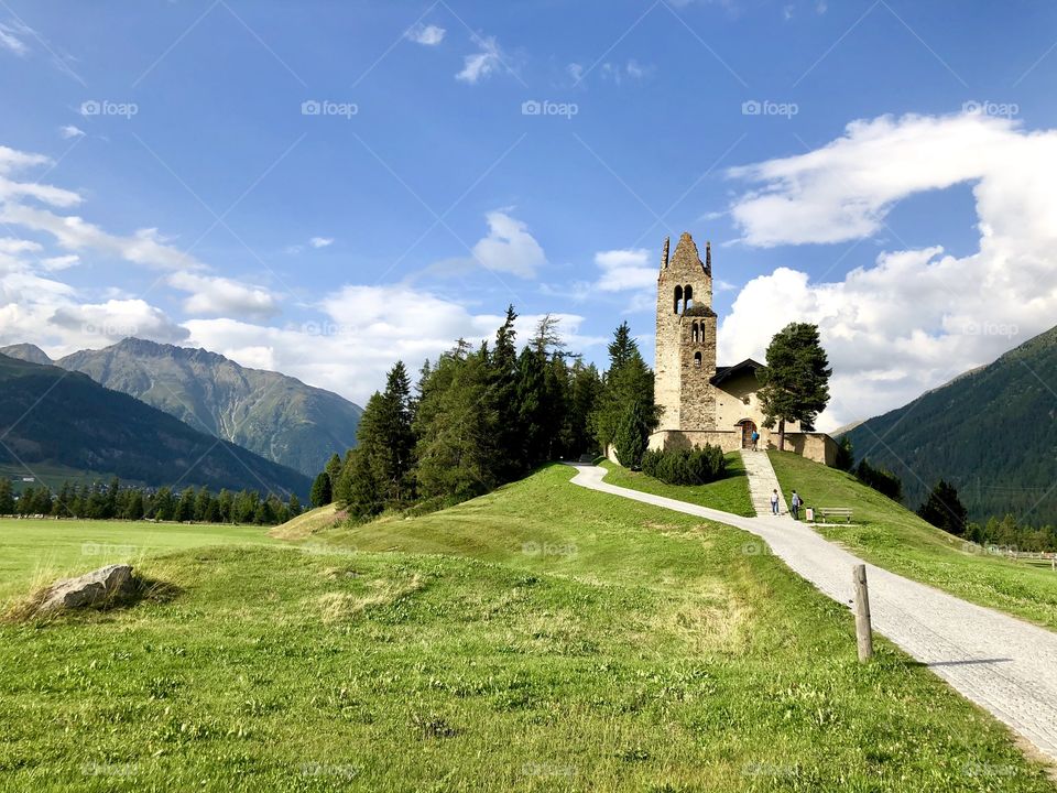 Old church in Celerina Switzerland 