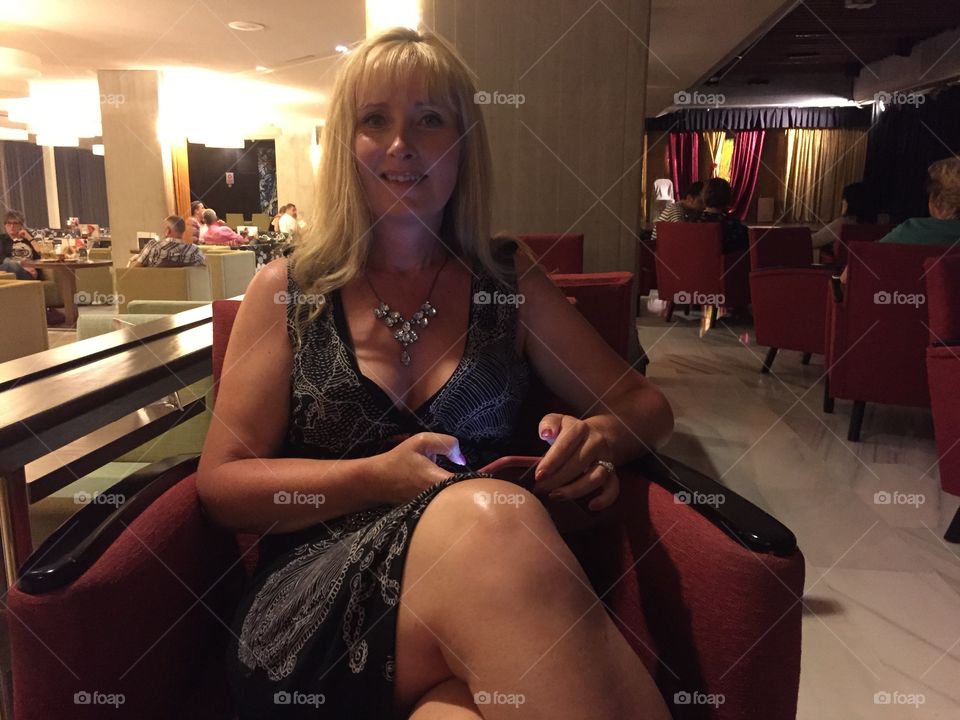 Night out in Majorca. In the hotel bar in Majorca Spain