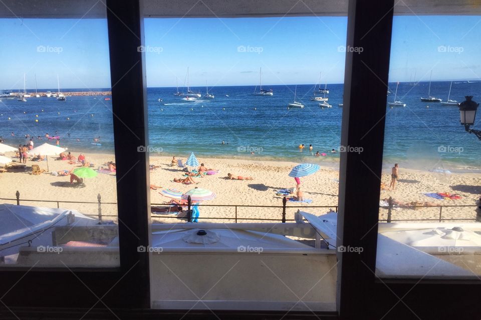 Beach through a window