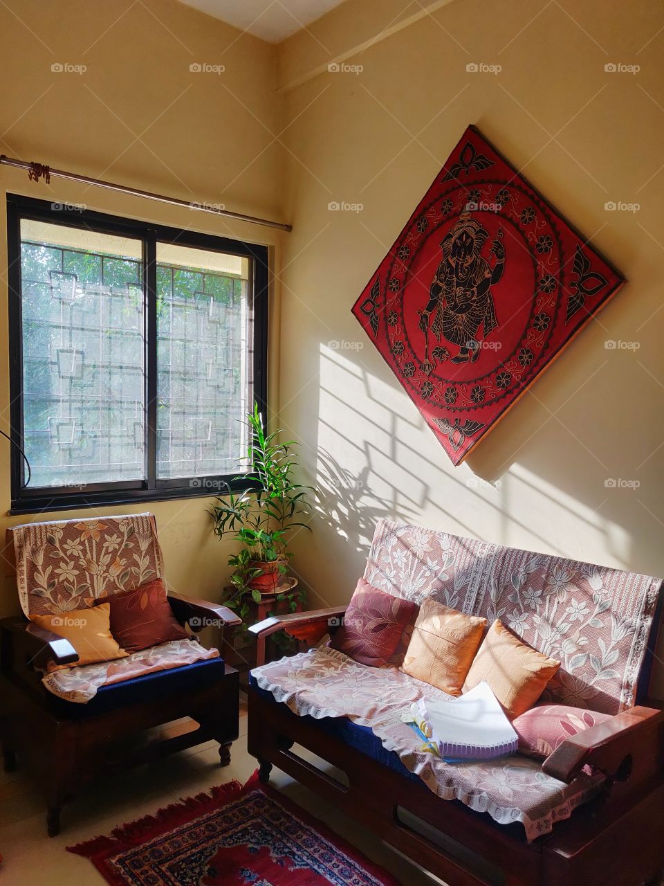 interiors of a simple living room in natural lights