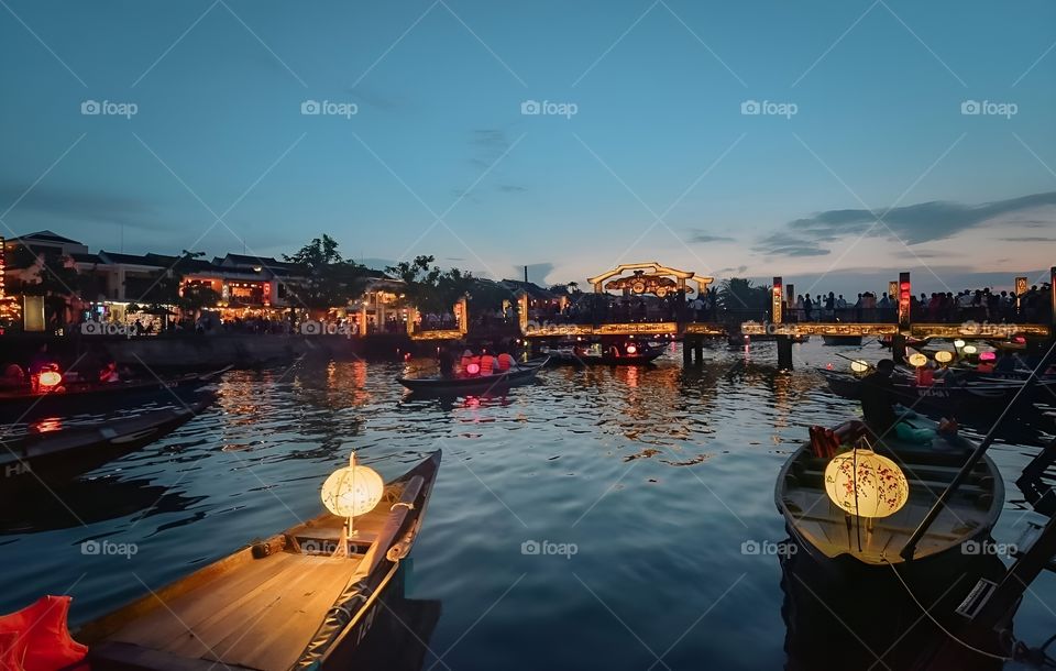 ancient boat on the river in China's tourist destination