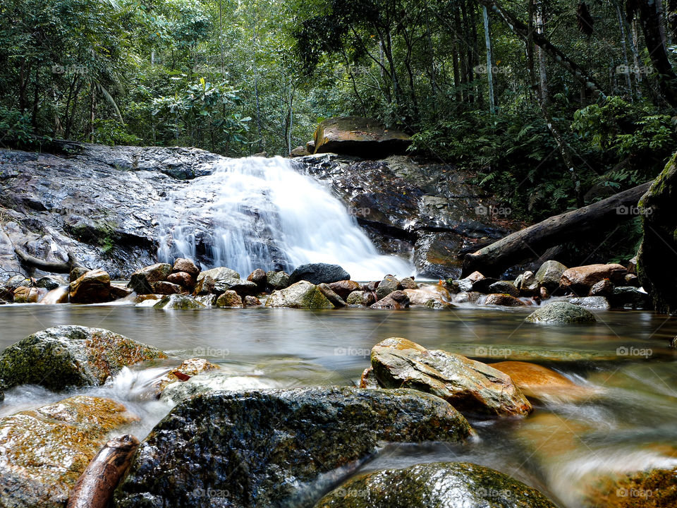 Waterfall scenery located at gunung pulai, Johor, southeast of malaysia