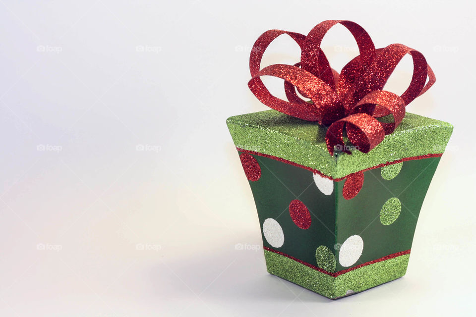 Festive gift box isolated on white background