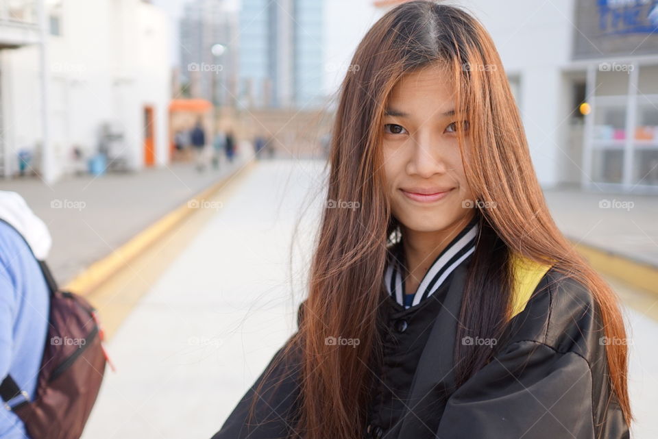 Japanese teenager in winter clothing